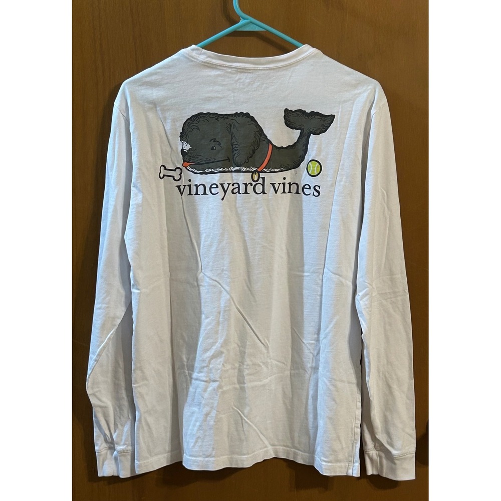 Vineyard Vines Whale Dog Graphic Long Sleeve Pocket T Shirt Small